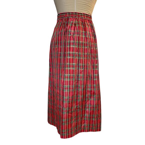 Karen Scott Tartan Plaid Skirt Sz. 16 Satin Midi/Ankle Length Pull On Holidays - Picture 5 of 9